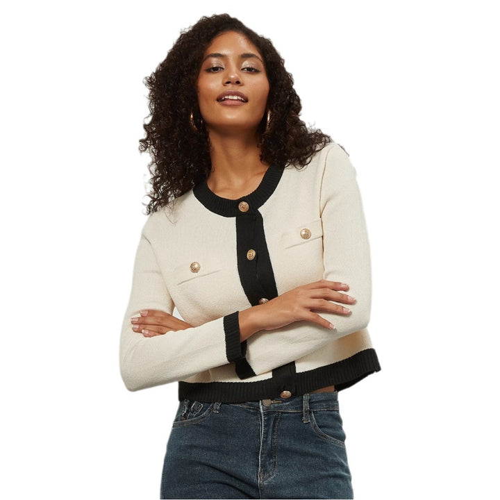 Women Knitted short cardigan with elegant button details Lune London