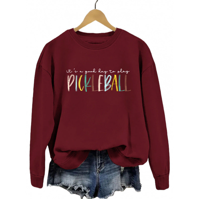 Women's casual sweatshirt with colorful pickleball print Lune London