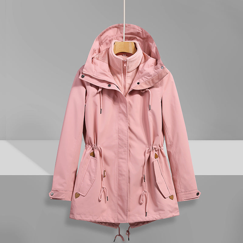 Women's waterproof transition jacket with adjustable hood system and practical pockets Lune London