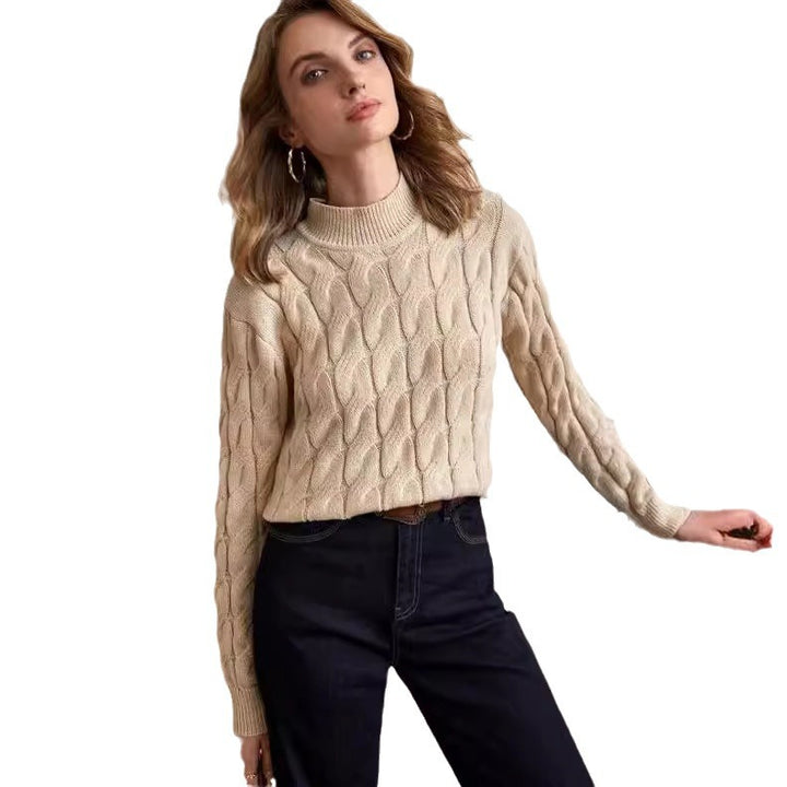 Knitted sweater for women with cable knit pattern Lune London