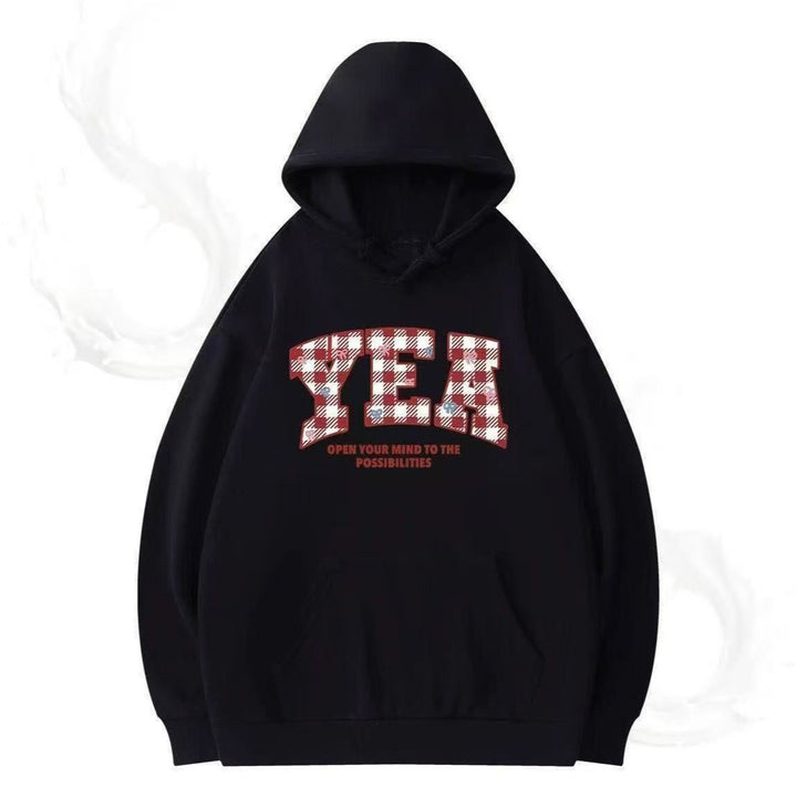 Women's Oversized Hooded Sweatshirt with Creative Writing Chic & Stil
