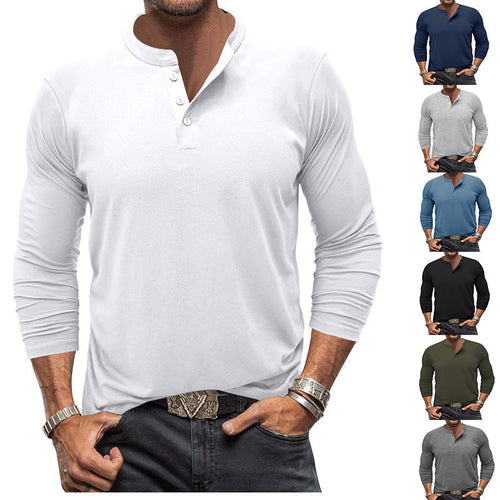 Men's Long Sleeve T-Shirt with Button Placket Amarae