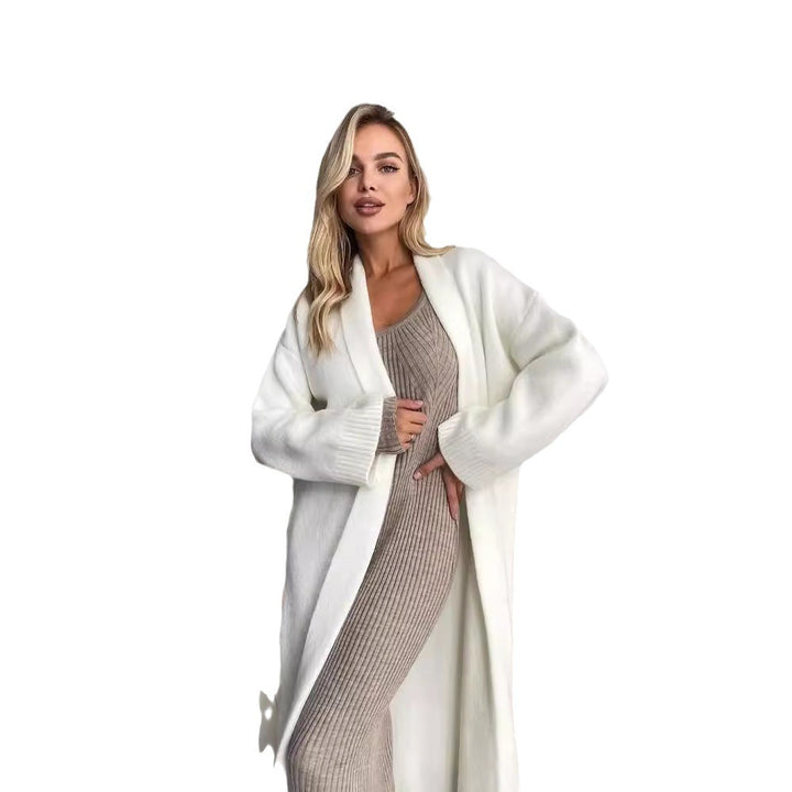 Ladies Long Cardigan with Deep Collar Lune London