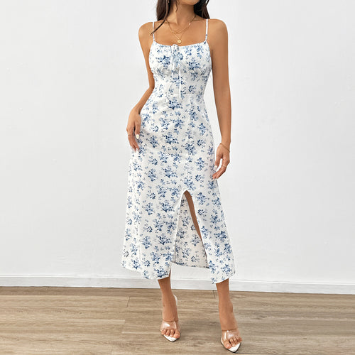 Robe maxi pour femmes avec motif floral et élégantes bretelles spaghetti Chic & Stil
