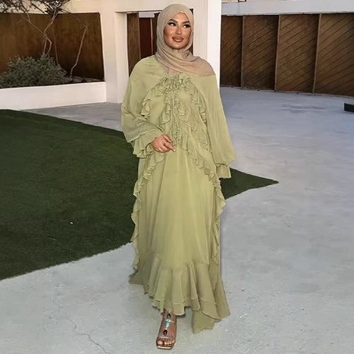Maxi ruffled dress for women with elegant ties and a relaxed fit Amarae