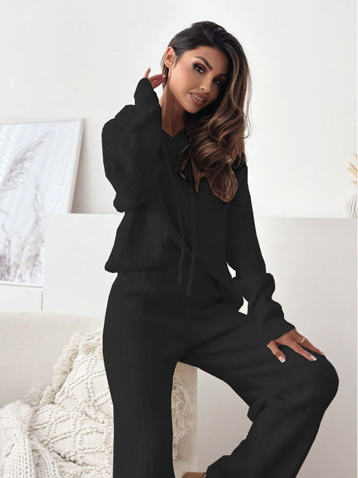Ladies comfortable knit jumpsuit with hood Lune London
