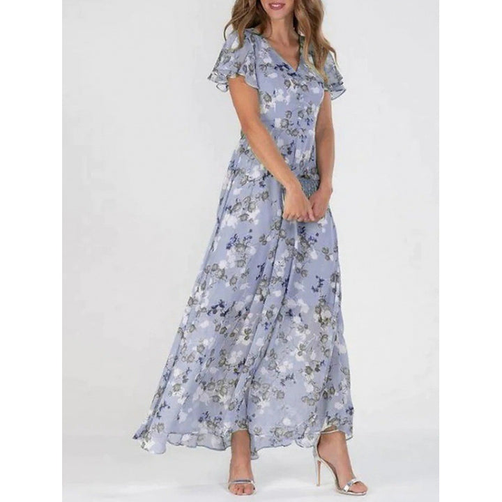 Maxi dress for women with elegant ruffle details and a chic floral design