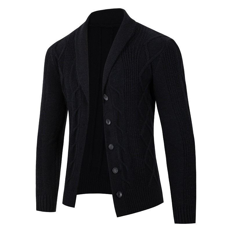 Men's knitted cable pattern jacket with chic and stylish button placket