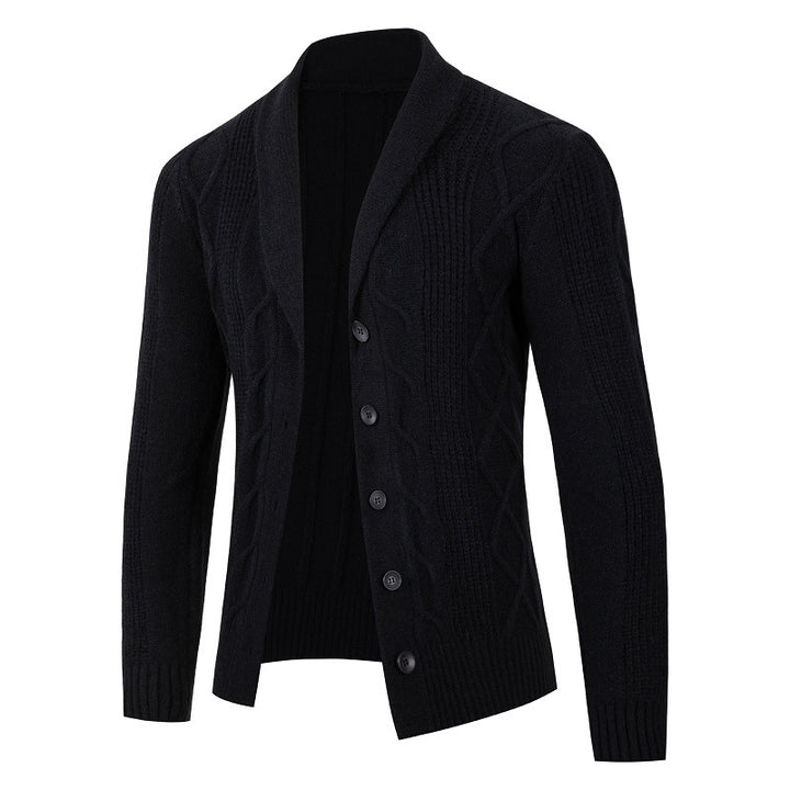 Men's knitted cable pattern jacket with chic and stylish button placket