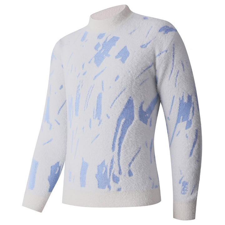 Trendy women's sweater with structured pattern and high collar Lune London