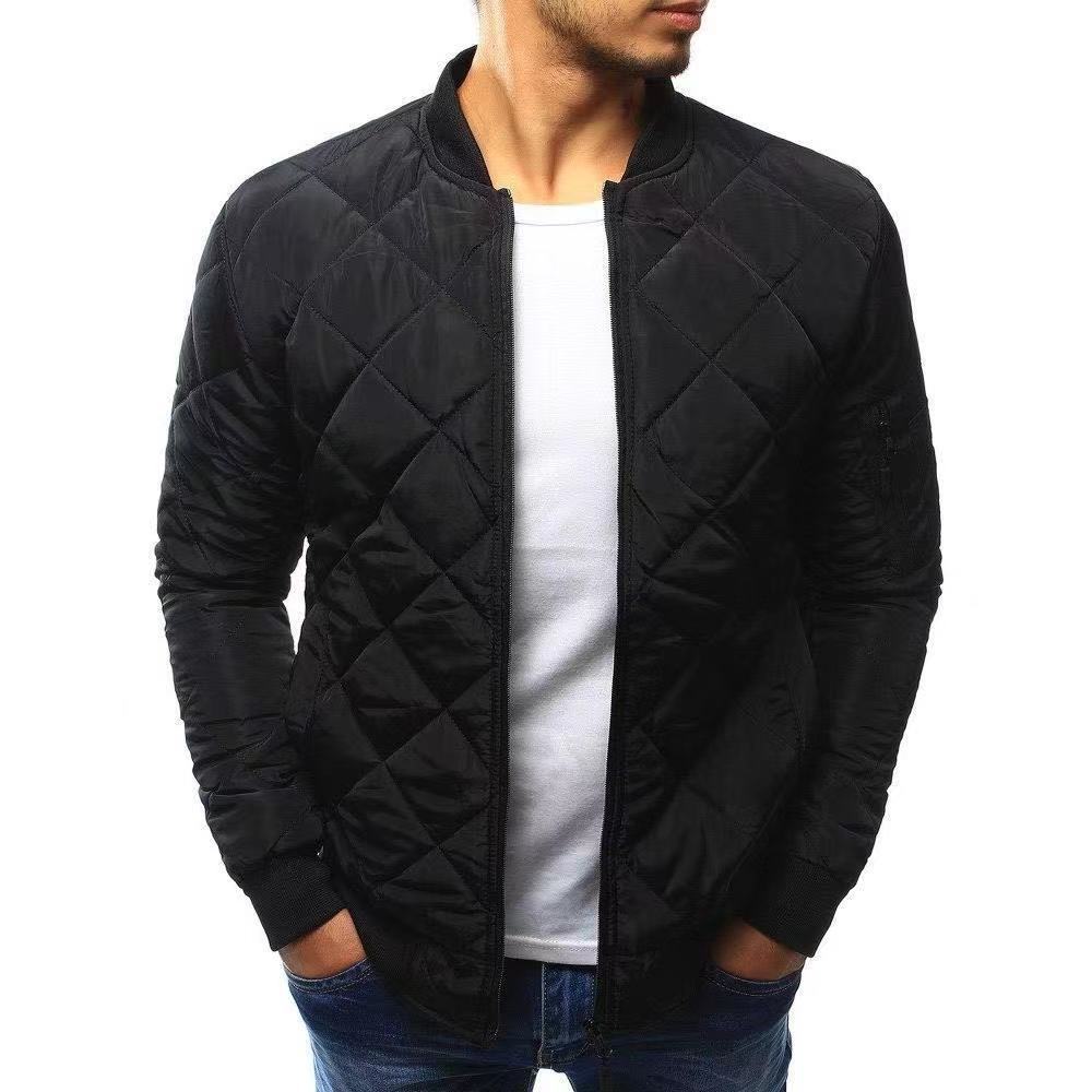 Men's quilted transitional jacket with high collar and side pockets Lune London