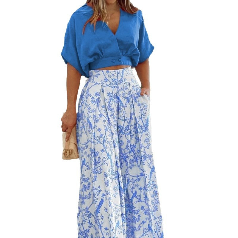Women Elegant high-waisted palazzo pants with wide leg, pleats and side pockets Amarae