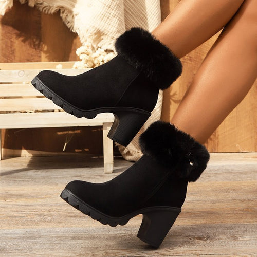 Elegant ladies ankle boots with plush collar Amarae