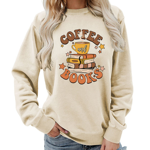 Sweatshirt pour femmes avec design créatif de livre de café Chic & Stil