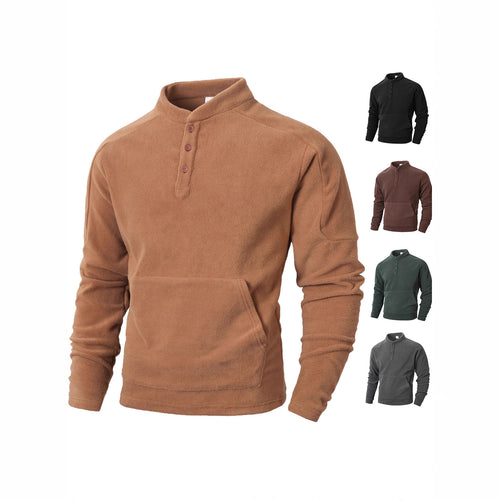 Men's fleece pullover with a stylish high collar and practical buttons Amarae