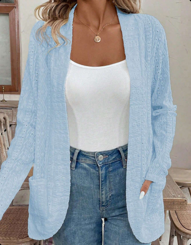 Women's Open Structured Knitted Cardigan with Pockets Amarae