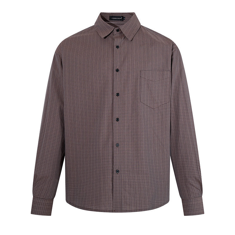 Men's long sleeve shirt in fine Glencheck with chest pocket and straight cut Amarae