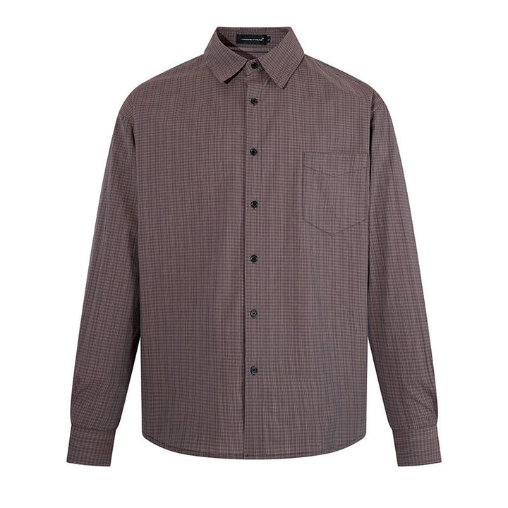 Men's long sleeve shirt in fine Glencheck with chest pocket and straight cut Amarae