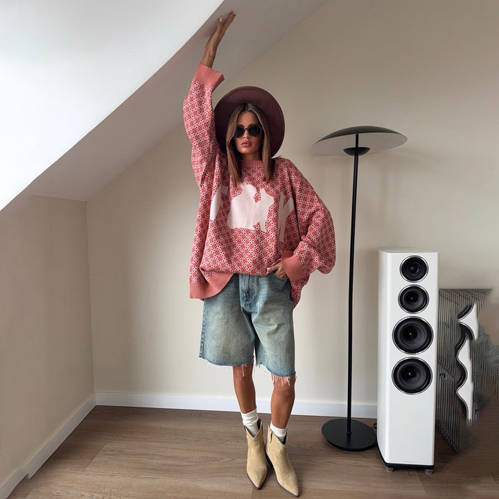 Oversized knitted sweater for women with creative pattern Lune London