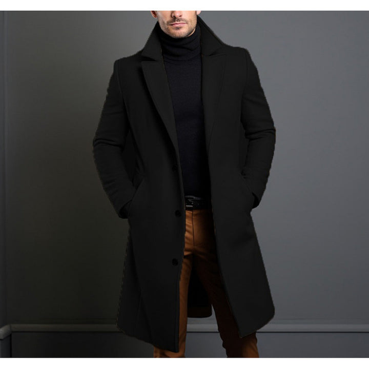 Men's knee-length classic coat with padded lining and elegant button placket Amarae