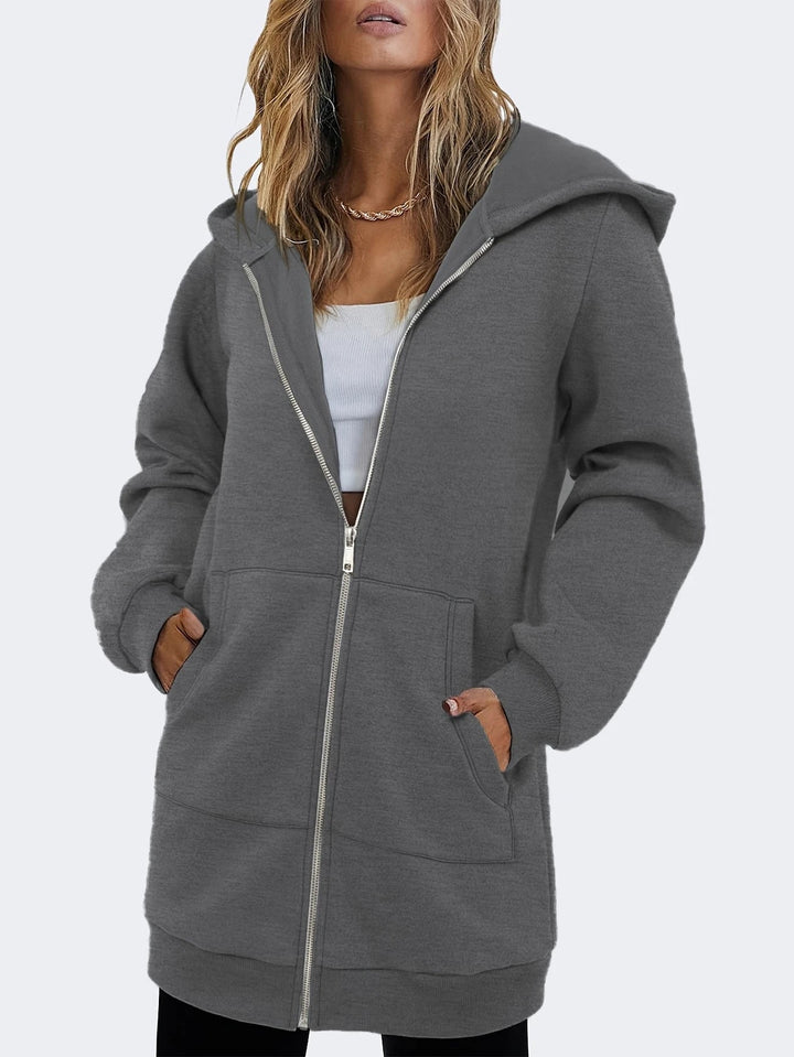 Ladies Hoodie Sweatshirt Jacket with Generous Pockets By Amarae