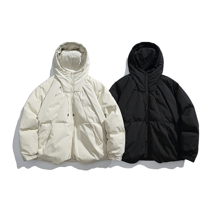 Unisex Boxy-padded hoodie with high stand-up collar and drawstring hem Amarae