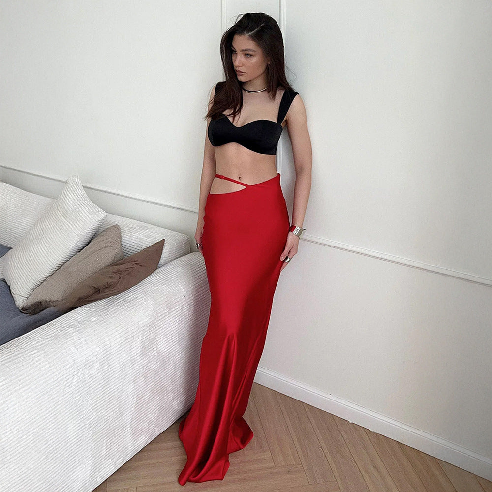 Ladies Elegant Maxi Dress with off-shoulder design and silky finish Lune London