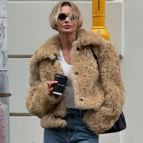 Veste teddy confortable pour femmes avec fermeture à bouton stylée Chic & Stil