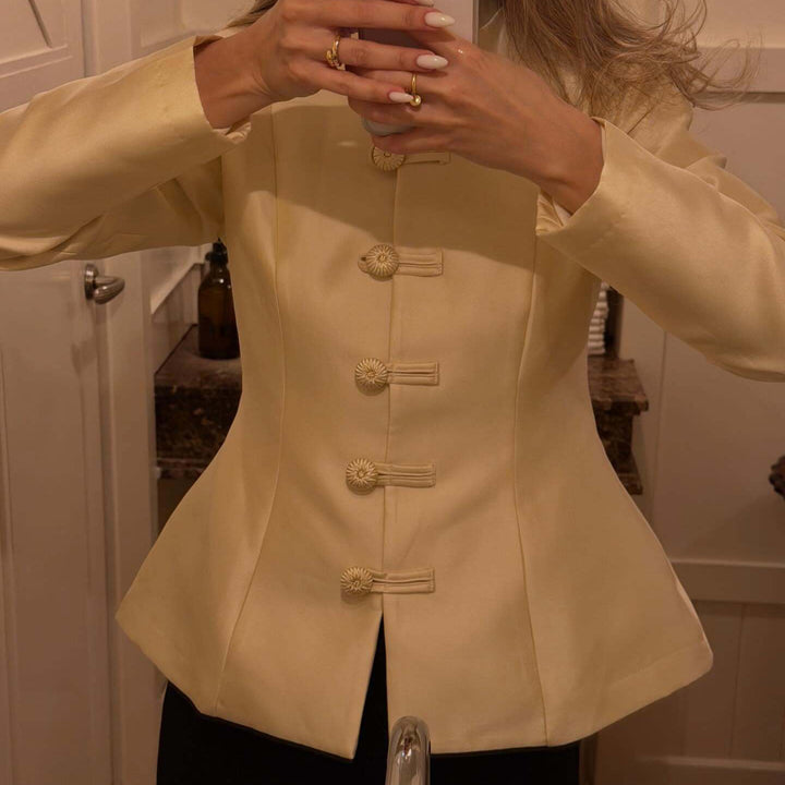 Women's tailored blazer with cord buttons, bell hem and Viennese seams Amarae
