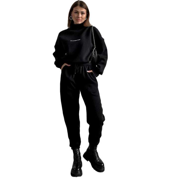 Ladies oversized comfortable sweat outfit with high collar and relaxed cuffs Lune London