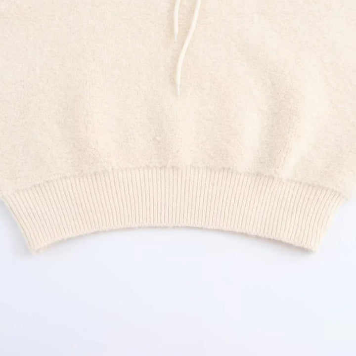 Women's sleeveless knitted vest with quilted hood and half zip Amarae