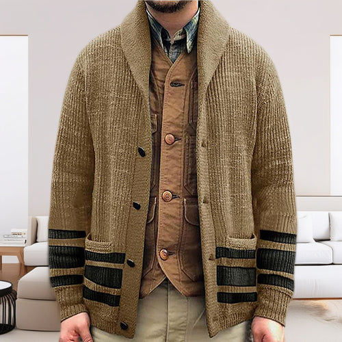 Thick knit cardigan for men with modern details and practical pockets Amarae