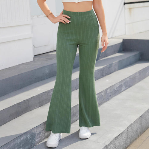Flared pants for women in high-quality knit material with an elastic waistband Amarae