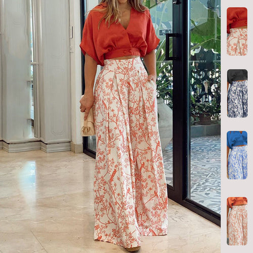 Top court élégant pour femmes avec des manches larges et un pantalon taille haute Chic & Stil