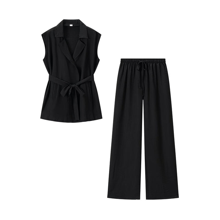 Women Two-Piece Lightweight Lounge Set with Sleeveless Vest and Wide Palazzo Pants Amarae