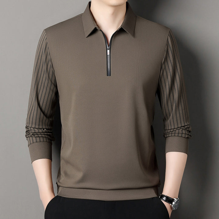 Men's polo with double high collar and breathable inserts Lune London