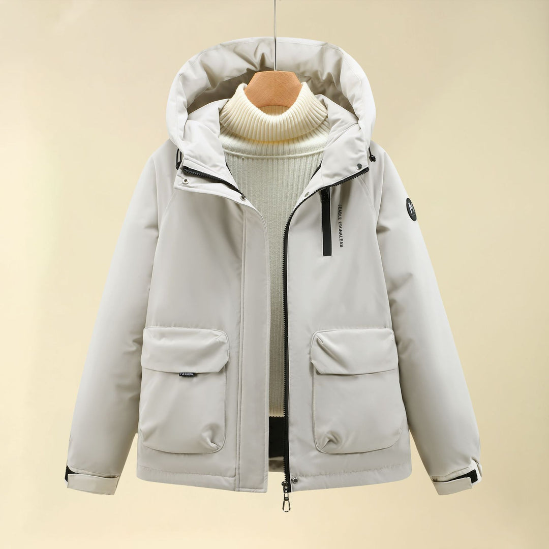 Ladies Insulated Outer Jacket with Oversized Hood and Practical Pockets Lune London