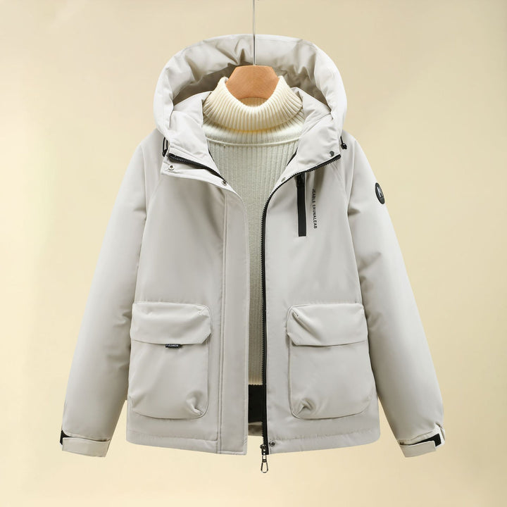Ladies Insulated Outer Jacket with Oversized Hood and Practical Pockets Lune London