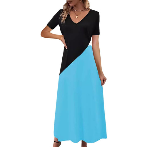 Chic and Stylish Women's Color-Block Maxi Dress