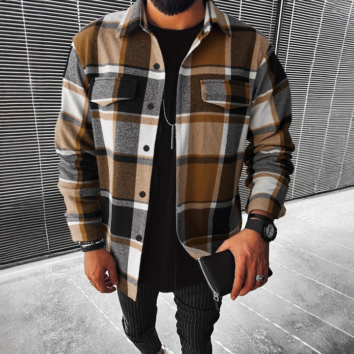 Men's Flannel Shirt with Modern Check Pattern and Two Chest Pockets Chic und Stil