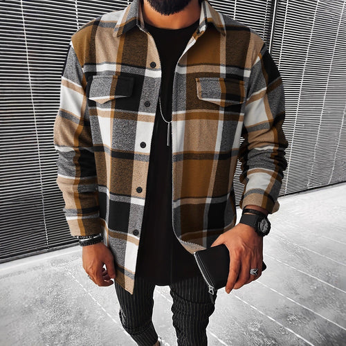 Men's Flannel Shirt with Modern Check Pattern and Two Chest Pockets Chic und Stil