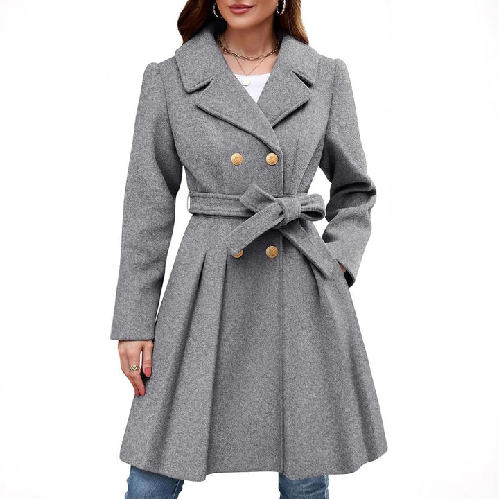 Wrap coat for women in classic style with double-breasted buttons and belt Lune London