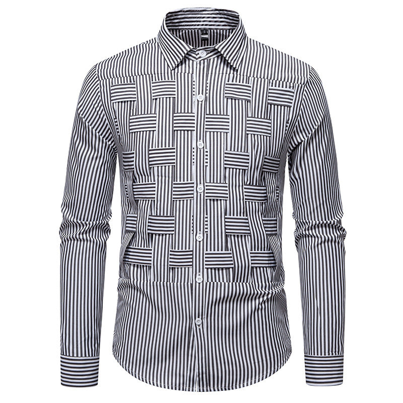 Men's long-sleeve shirt with a modern striped pattern and innovative structure Lune London