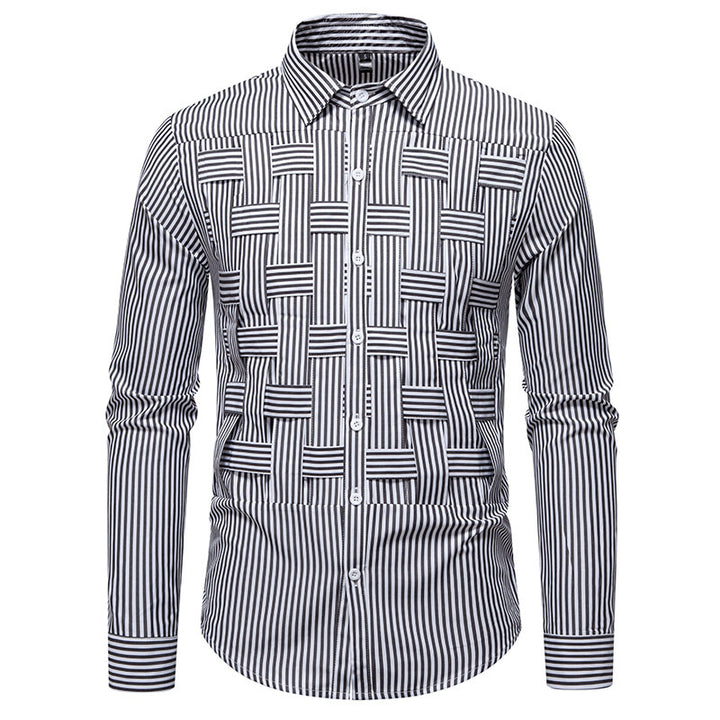 Men's long-sleeve shirt with a modern striped pattern and innovative structure Lune London