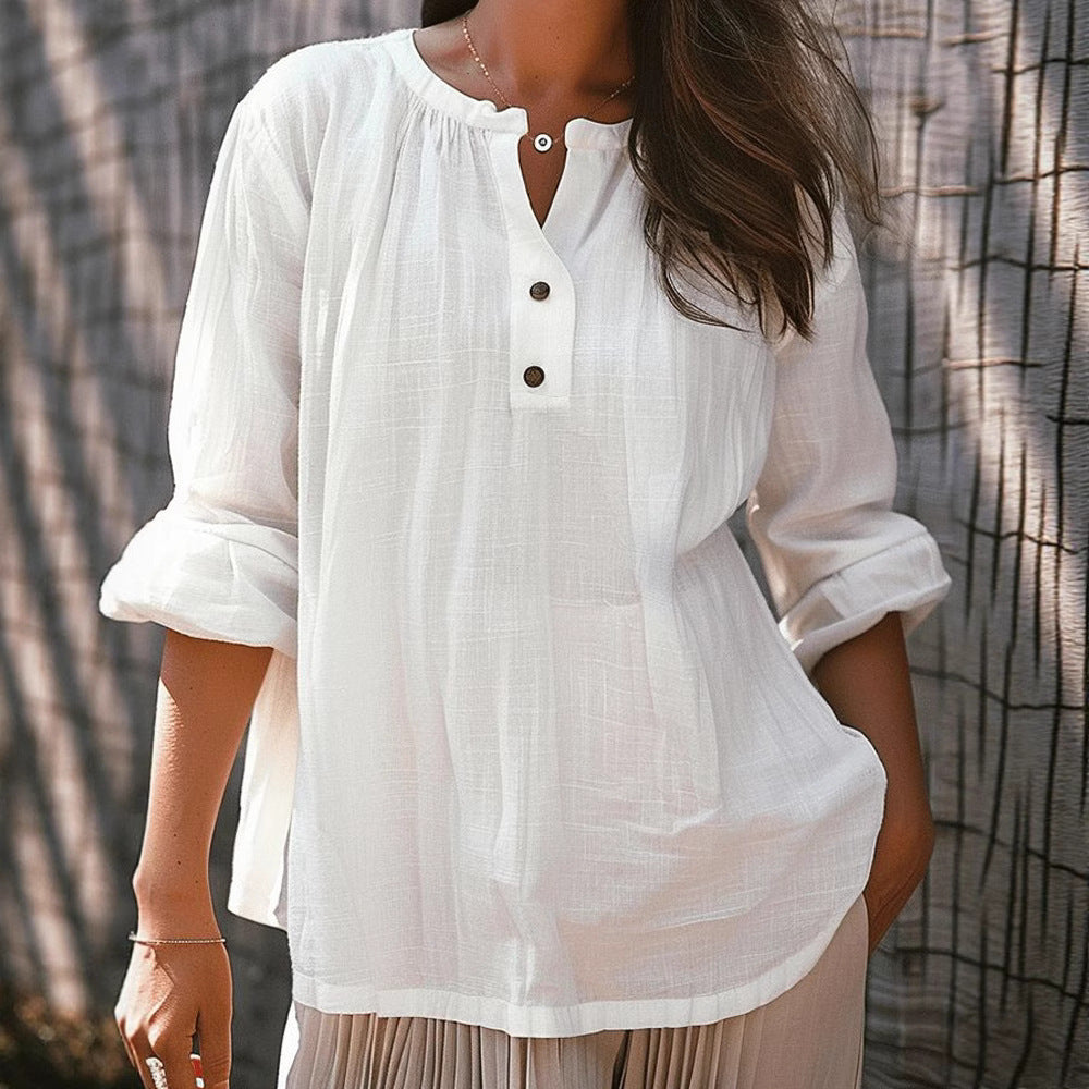 Casual blouse for women with button placket Lune London