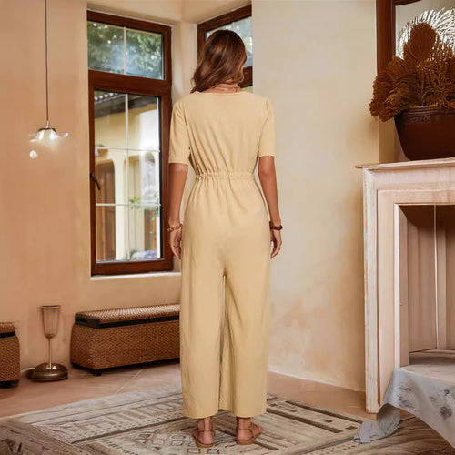 Amarae High Waist Casual Jumpsuit for Women with Practical Pockets