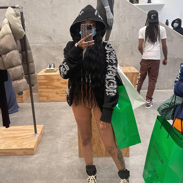 Sporty hooded sweatshirt for women with an innovative graphic design Lune London