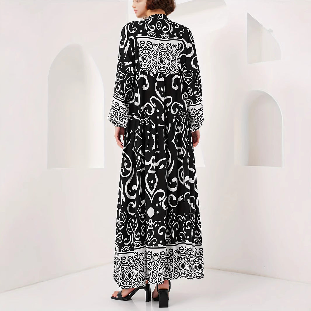 Maxi dress for ladies with artistic pattern print Lune London
