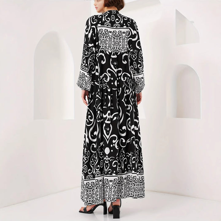 Maxi dress for ladies with artistic pattern print Lune London