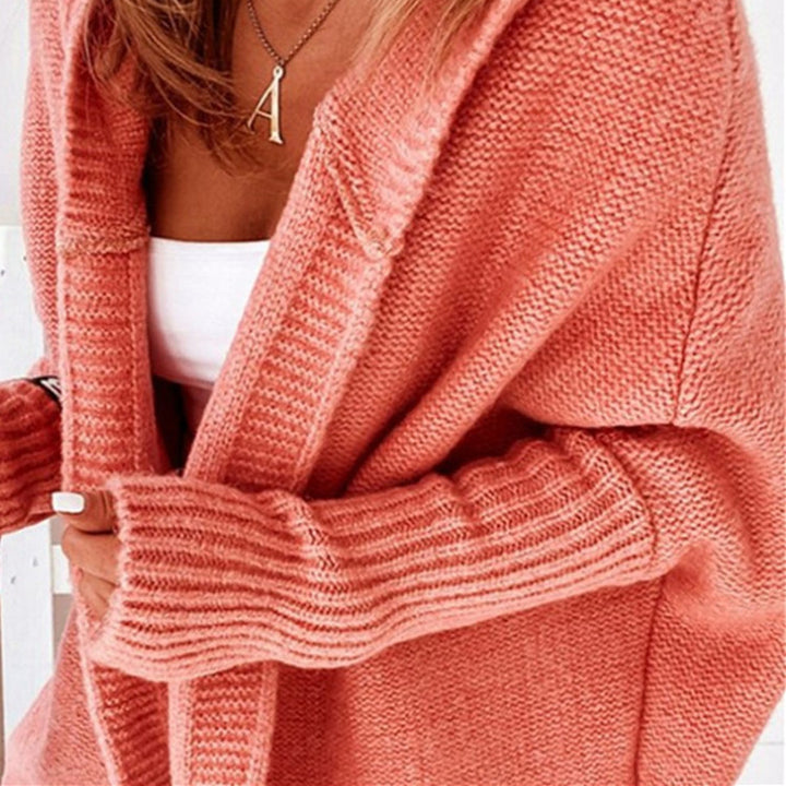 Ladies Casual Knit Sweater with Open Front and Fine Texture Lune London